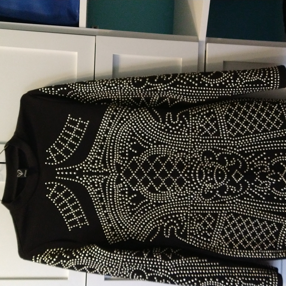 Women's black gold stud dress